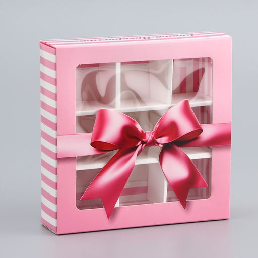 Цена за 5 шт. Коробка для конфет с обечайкой 9 шт. «Самой прекрасной», 13.7×13.7×3.5 см. Кондитерская упаковка