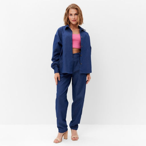 Рубашка женская MINAKU: Jeans Collection, размер 46, синий