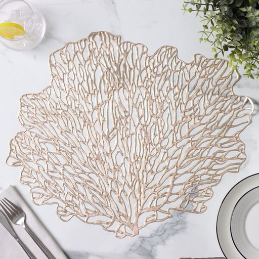 Набор салфеток сервировочных на стол Доляна Кораллы, 4839 см, 4 шт, цвет золотой  фото 4
