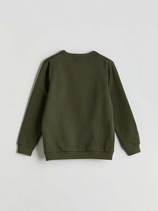 Bisiklet Yaka Bask?l? Erkek ?ocuk Sweatshirt