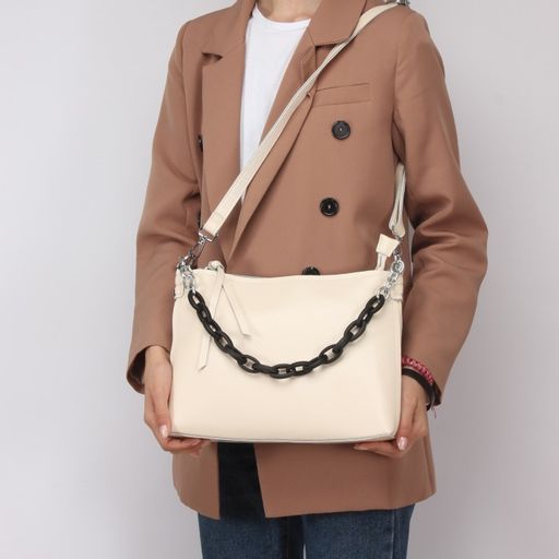 Сумка женская натуральная кожа JRP-8900,  1отд+карм/перег,  плечевой ремень,  бежевый  SALE 239281