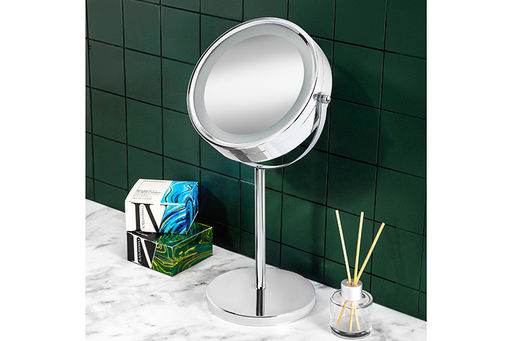 Зеркало двустороннее на подставке 20,5*13,5*36 см "Хром" 5-кратный зум, со светод. подсветкой