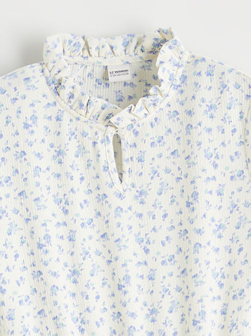 Dik Yaka ?i?ekli K?z ?ocuk Elbise