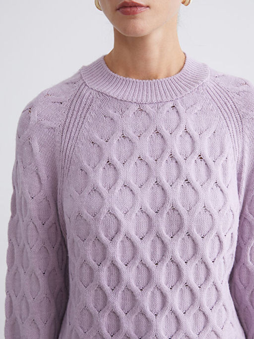 Bisiklet Yaka Kendinden Desenli Kad?n Triko Kazak