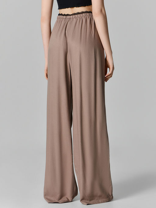 Брюки домашние женские коричневые с кружевом - Mark formelle фото 3