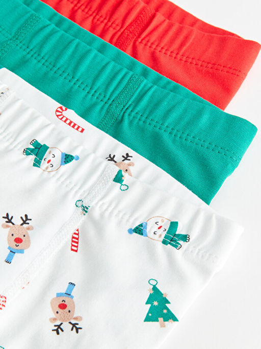 Beli Lastikli Bask?l? Erkek Bebek Boxer 3l? - Waikiki фото 3