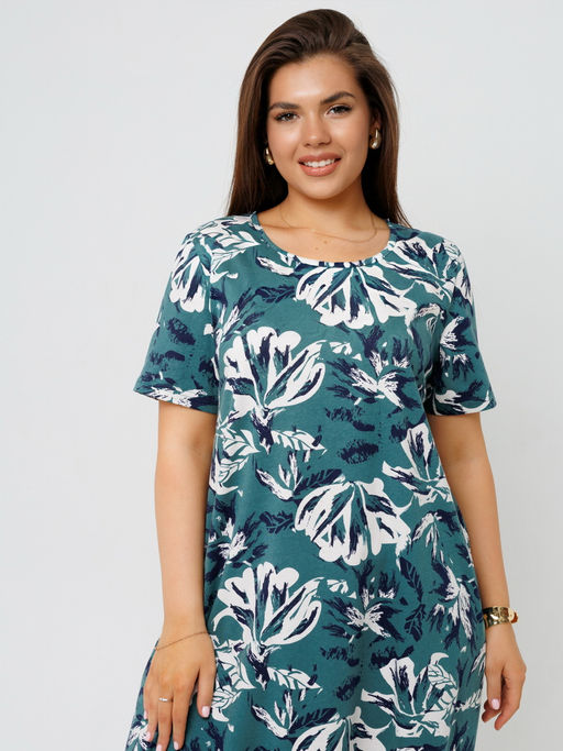 Платье женское П-168 (кулирка) Темно-зеленая