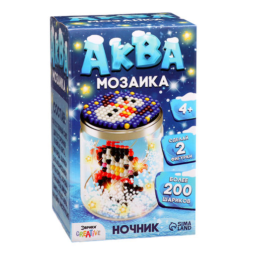 Аквамозаика «Снежная баночка. Пингвинчик», ночник, более 200 шариков