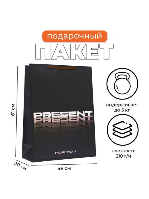 Пакет подарочный ламинированный Present, XXL 46?61?20 см