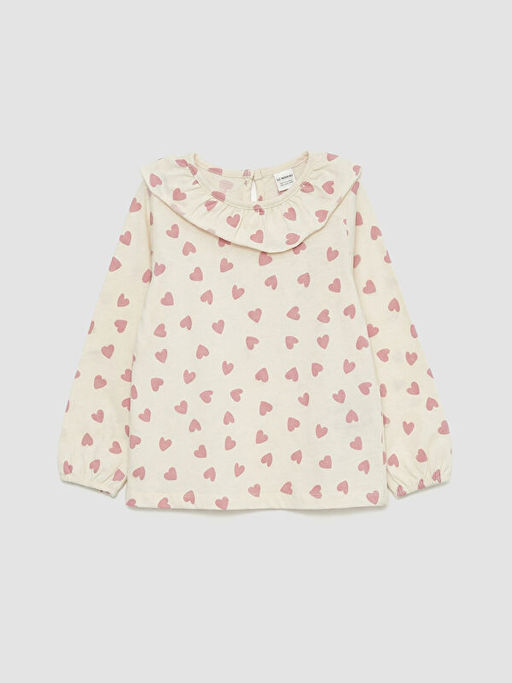Kalp Desenli K?z ?ocuk Bluz ve Tayt
