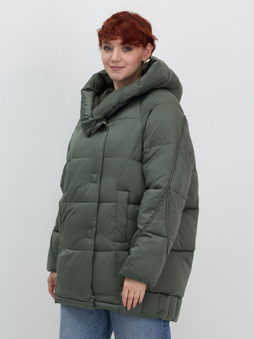 Куртка зимняя женская с капюшоном модная цвета хаки 7651Kh - Visdeer фото 7