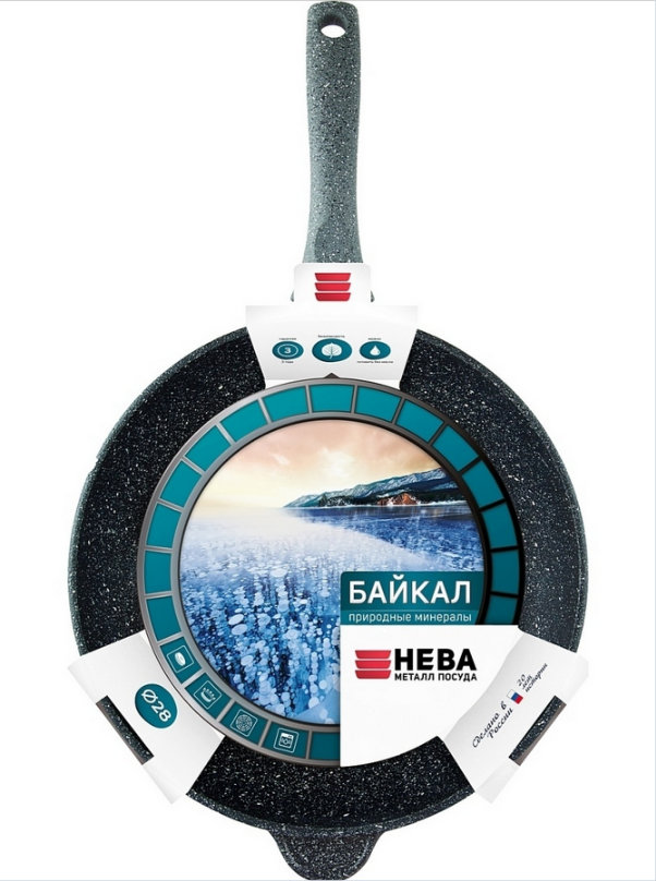 Сковорода Байкал Природные минералы, несъемная ручка, 28 см - Нева металл посуда фото 5