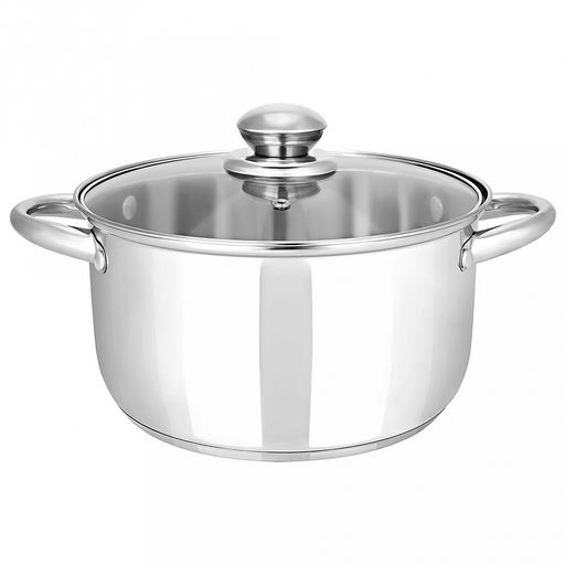 Кастрюля из нержавеющей стали "Greta" 6,0л, д21,3см, h13,4см, s0,4см, дно s1,3см, стеклянная крышка, "Appetite" (Китай)