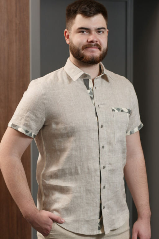 Рубашка 0209 натуральный - Новый лен фото 4