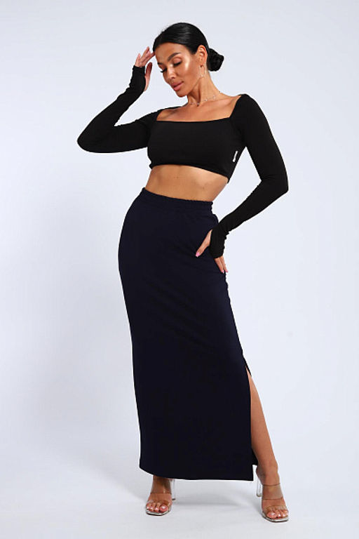 Юбка, футер (01056, черный макси) - Плиона фото 32