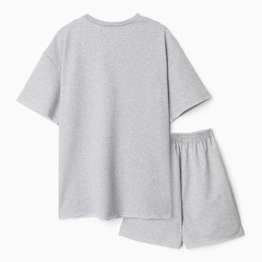 Костюм спортивный женский: футболка, шорты, MINAKU: SPORTY & STYLISH, светло-серый, размер 44