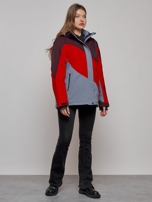 Горнолыжная куртка женская зимняя большого размера красного цвета 2308Kr - Mtforce фото 15