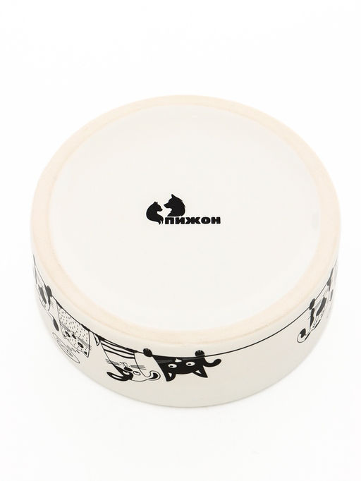 Миска керамическая Весёлые котики 300 мл - 12.512.54.5 см, чёрная/белая - Пижон фото 4