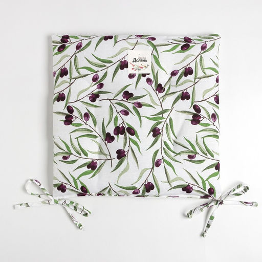 Сидушка на стул Доляна Olives 42х42 см, 100% хлопок, рогожка 164 г/м2  фото 4