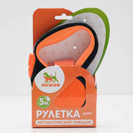 Рулетка Пижон светоотражающая, 5 м, до 25 кг, трос, прорезиненная ручка, оранжевая  фото 5