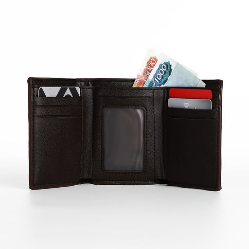 Портмоне мужское на магните, отдел для купюр, для карт, для монет, коричневое