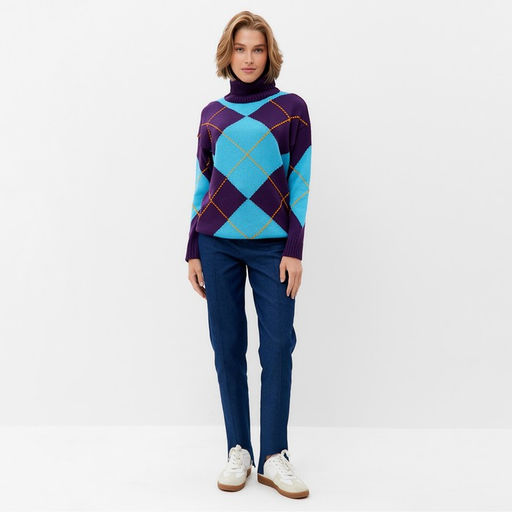 Джемпер женский MINAKU: Casual collection, бирюзовый, размер 42-44