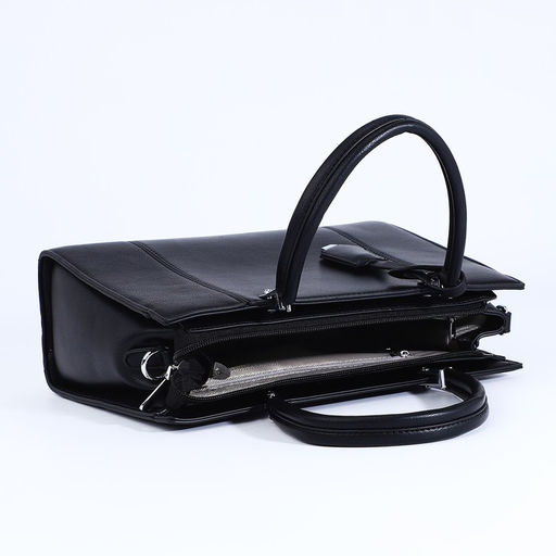 Сумка тоут на молнии, наружный карман, длинный ремень, цвет чёрный - Simaland фото 7