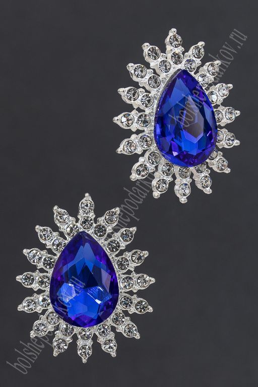 Серединка ювелирная (2 шт) SF-5957, серебро/синий №08