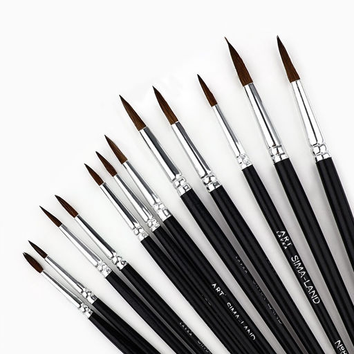 Кисть для рисования, пони круглые, набор 12 шт. № 1.2,3.4,5.6,7.8,9.10,11.12«Климт»