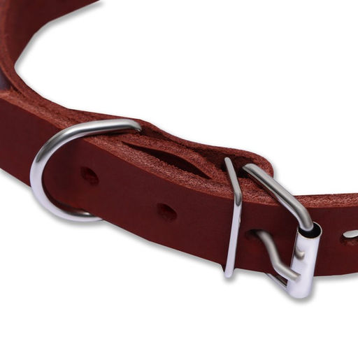 Ошейник кожаный однослойный, 54 х 2,5 см, ОШ 35-45 см, коричневый - Пижон фото 7