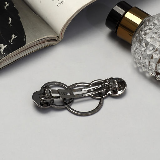 Цена за 2 шт. Заколка - автомат для волос «Либерти», круги, 7.5 см, серебро