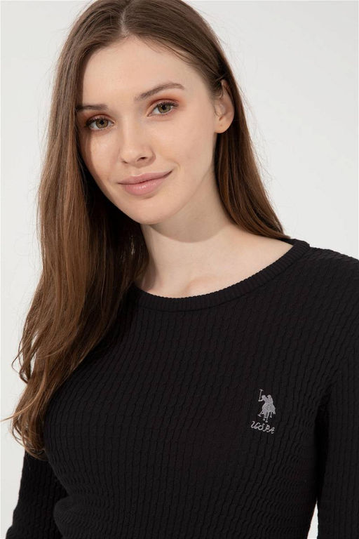 Женский черный базовый свитер с круглым вырезом Неожиданная скидка в корзине - U.s. polo assn фото 2
