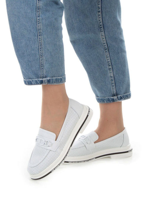 03-PDD170-1 WHITE Лоферы женские (натуральная кожа) - Фабричный китай фото 2