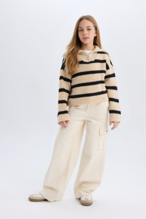 K?z Cocuk Wide Leg Kargo Genis Paca Jean Pantolon