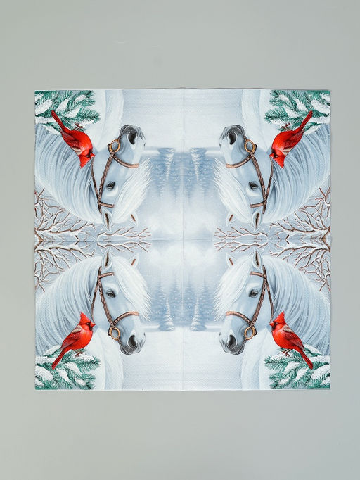 Цена за 3 шт. Салфетки бумажные трёхслойные «Волшебная лошадь», 33×33, 20 шт.