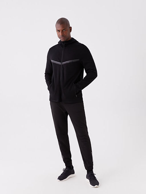 Kap??onlu Uzun Kollu Erkek Fermuarl? Sweatshirt