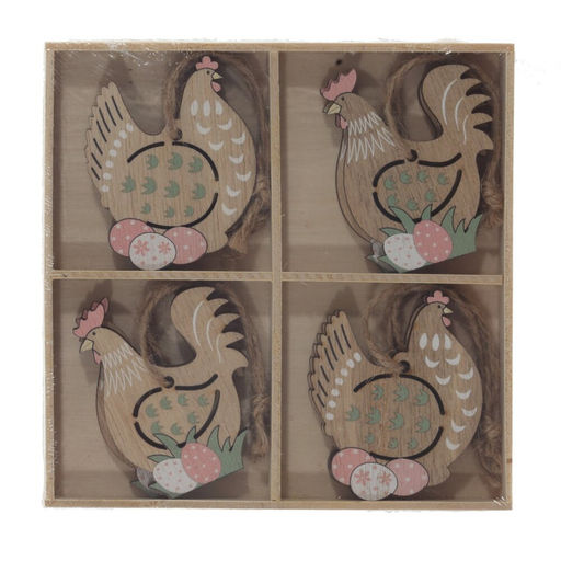Набор из 8-ми изделий декоративных подвесных "Курица/Петух" (4,5*0,5*6), L12,5 W12,5 H1,5 см