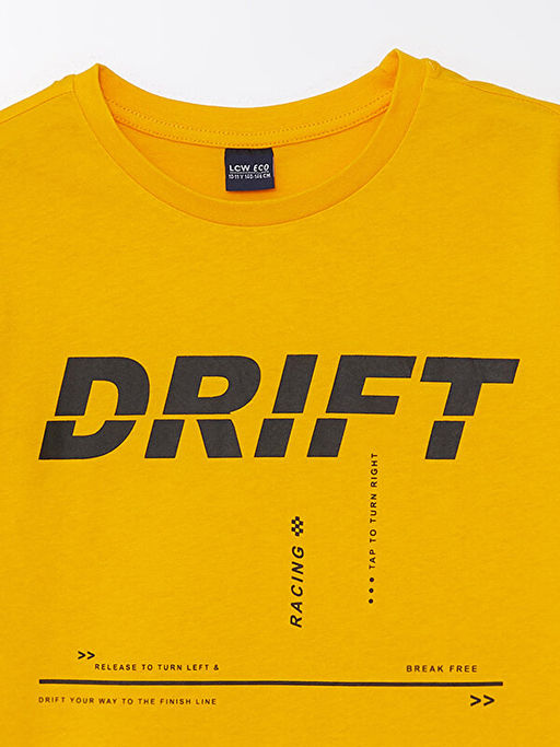 Bisiklet Yaka Bask?l? K?sa Kollu Erkek ?ocuk Ti??rt - Waikiki фото 3