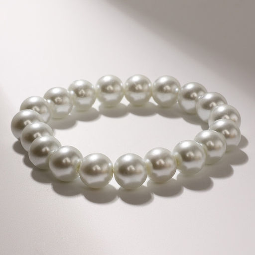 Браслет жемчуг «Бусинки» классика, шар №10, цвет белый, d=5.5 см