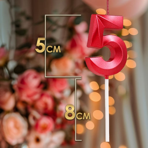 Цена за 2 шт. Свеча в торт на шпажке «Цифра 5», красная, 5 см