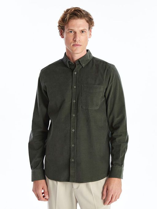 Regular Fit Uzun Kollu Kadife Erkek G?mlek