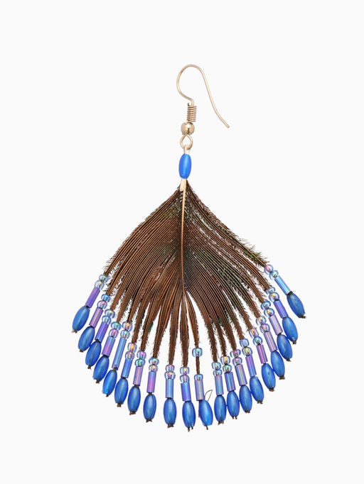 Серьги «Павлин», 5×8 см, синие