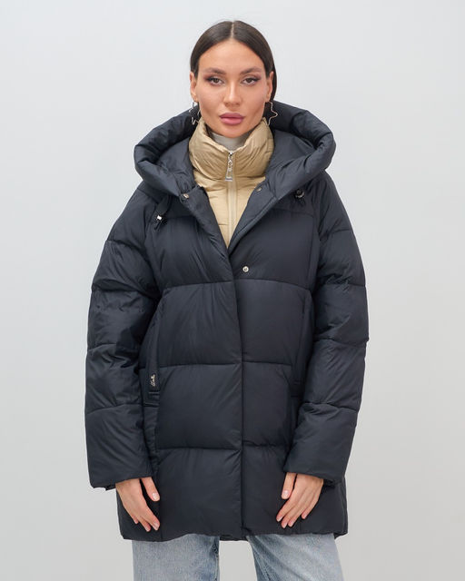 Куртка двубортная женская зимняя с капюшоном черного цвета 7736Ch Бренд: Visdeer  фото 3