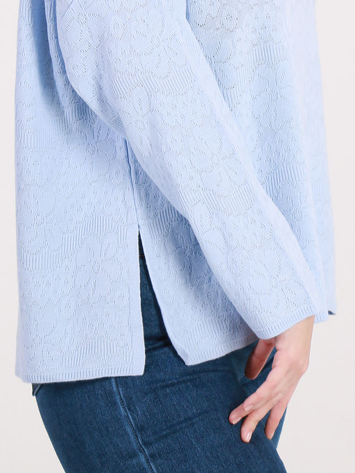 Джемпер женский голубой с ажурным рисунком - Almond фото 2