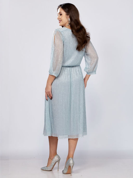 Платье Mira Fashion 5446W-Р голубой с полуоткрытыми рукавами