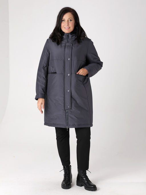 Еврозима! 24334 Полупальто дем. т.графитовый - Dizzyway фото 2
