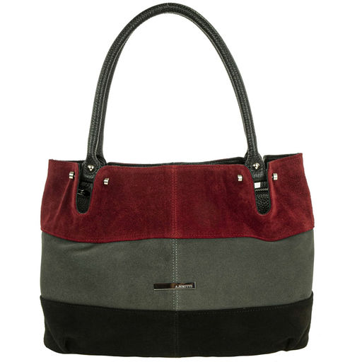 0693 Черный/Серый/Красный/Замша