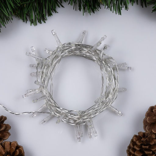 Гирлянда Нить 4 м, IP20, прозрачная нить, 40 LED, 2 режима, батарейки AAх3 (нет в комплекте), свечение аквамарин - Luazon lighting фото 2