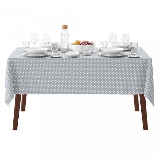 Скатерть 200х145см "Горох серый", длина стола до 160см, на 6-8 персон, хлопок "Оптима" 171г/м2, упаковка классическая 28х41см, "Домашняя мода" (Россия)
