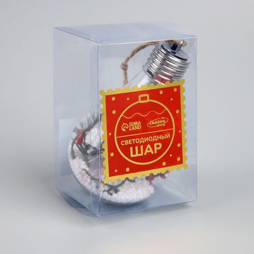 Ёлочный шар Ветка ели, 5 LED, от батареек, свечение белое - Luazon lighting фото 4